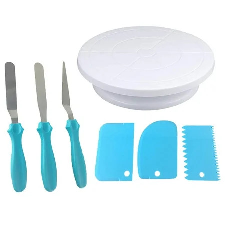 7PCS/Set Cake Rotating Turntable Scrapers Plastic Spatula Baking Tools Cake Decorating Tools | Walmart (US)