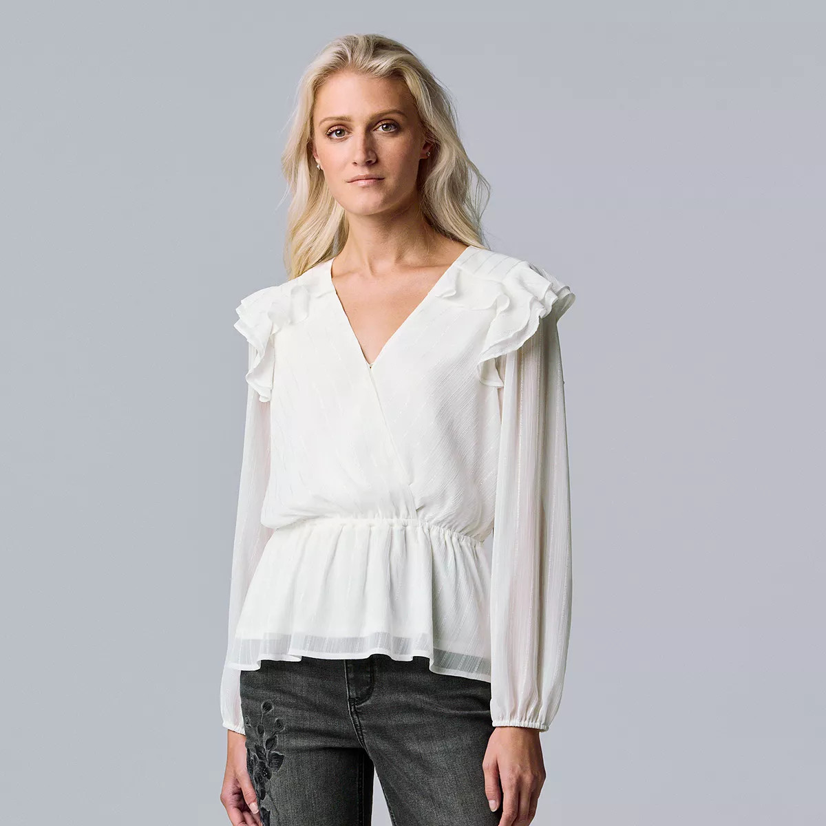 Women's Simply Vera Vera Wang Ruffle Peplum-Hem Top | Kohl's