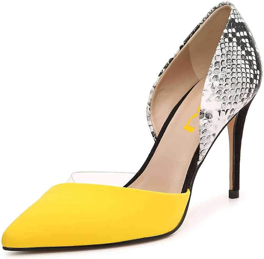 FSJ Women Formal Stiletto High Heel Pumps Pointy Toe D'Orsay Sandals Slip on Office Lady Dress Pa... | Amazon (US)