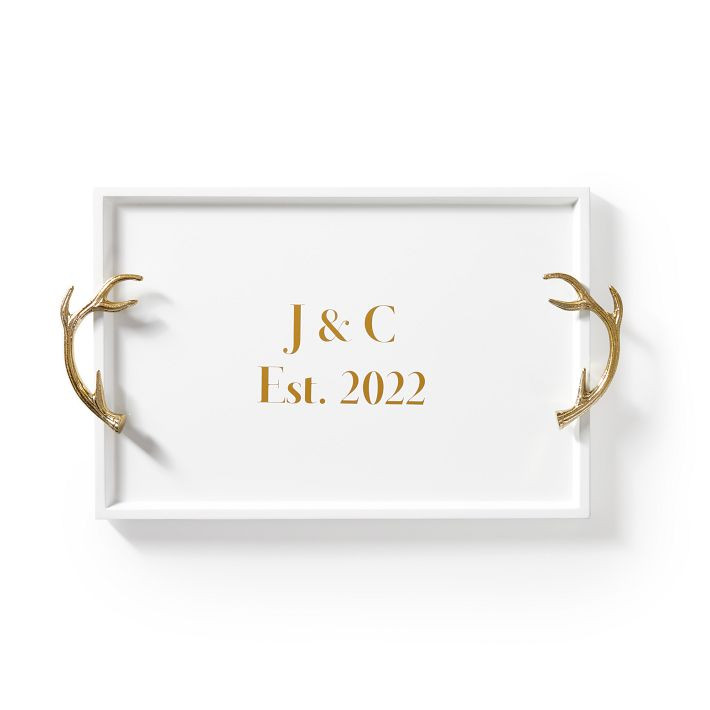 White and Gold Antler Tray | Mark and Graham