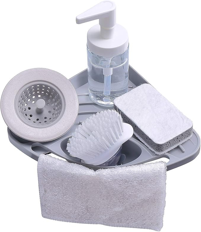 Kitchen sink caddy sponge holder scratcher holder cleaning brush holder sink organizer(Grey) | Amazon (US)