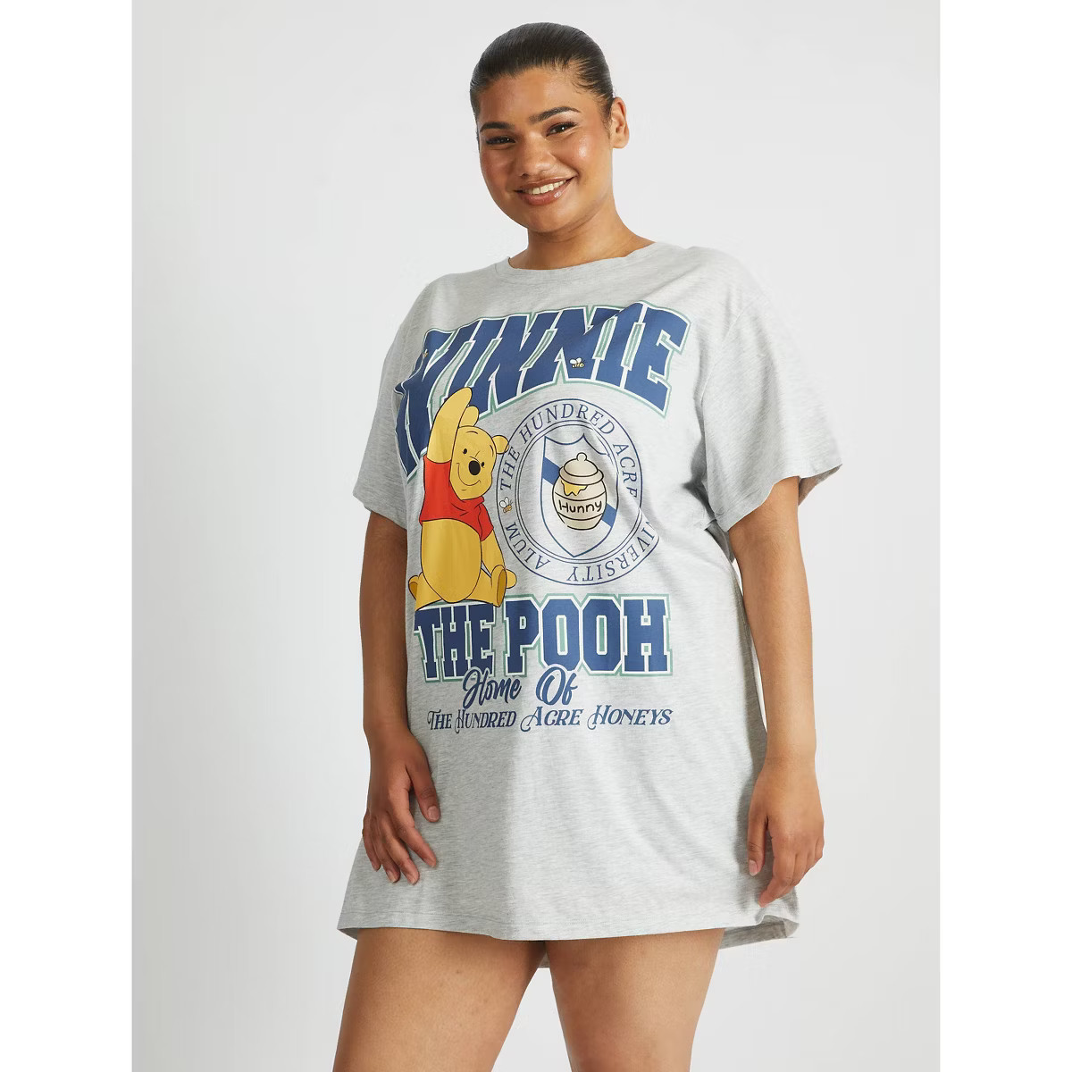 Women's Winnie the Pooh Oversized Graphic Pajama T-Shirt - Gray | Target