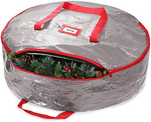 ZOBER Christmas Wreath Storage Container 24 Inch - Wreath Bag for Artificial Wreaths Box - Dual Z... | Amazon (US)