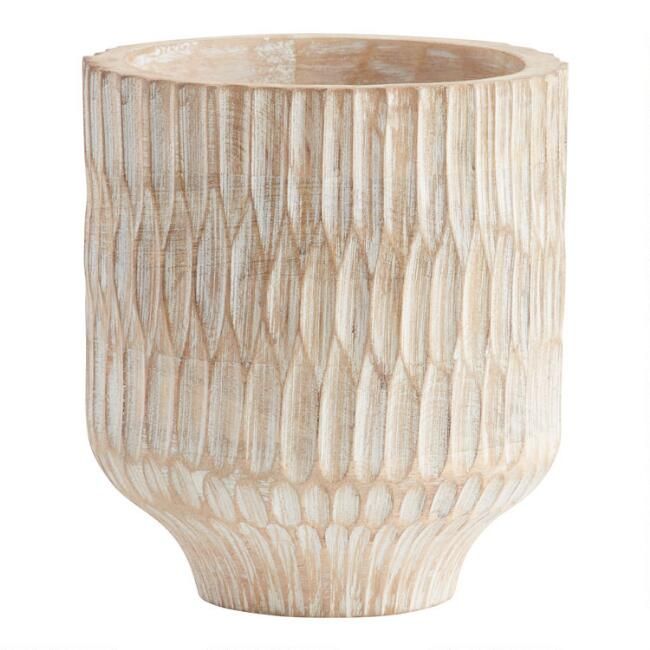 Natural Carved Wood Planter | World Market