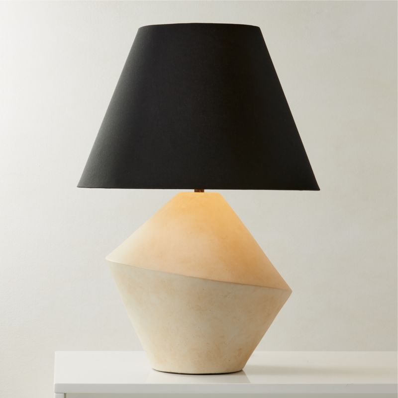 Sabia Ivory Ceramic Table Lamp with Black Shade + Reviews | CB2 | CB2