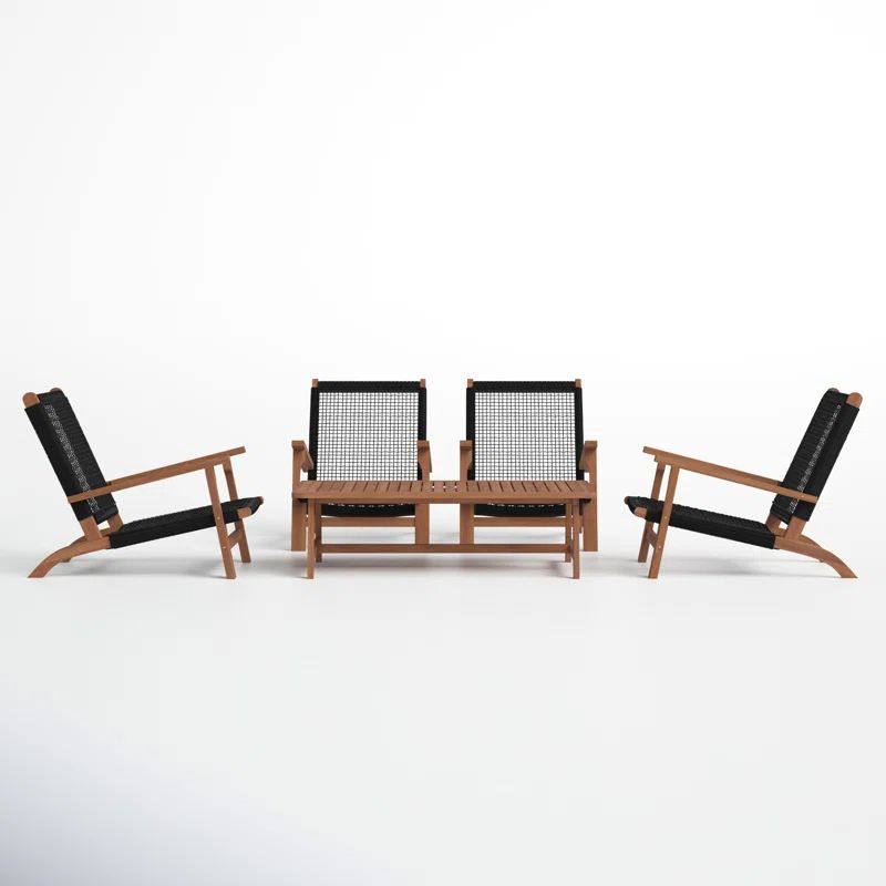 Kismet Solid Wood 4 - Person Seating Group with Cushions | Wayfair North America
