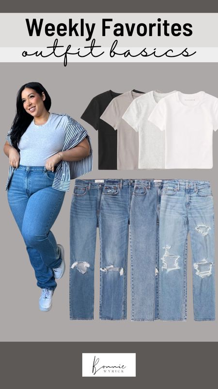 Ya’ll loved this basic outfit from Abercrombie last week and in right there with you! Nothing beats some classic denim paired with a neutral tee and your favorite jacket, cardigan or button up. A&F is still having their denim/leather sale so grab some favorites for 25% off + 15% off with code DENIMAF! Ends today 🖤 Basic Tee | T-Shirt | Curvy Denim | Curve Love Jeans | Outfit Basics | Distressed Denim | Midsize Jeans | Denim Sale

#LTKFind #LTKSale #LTKcurves