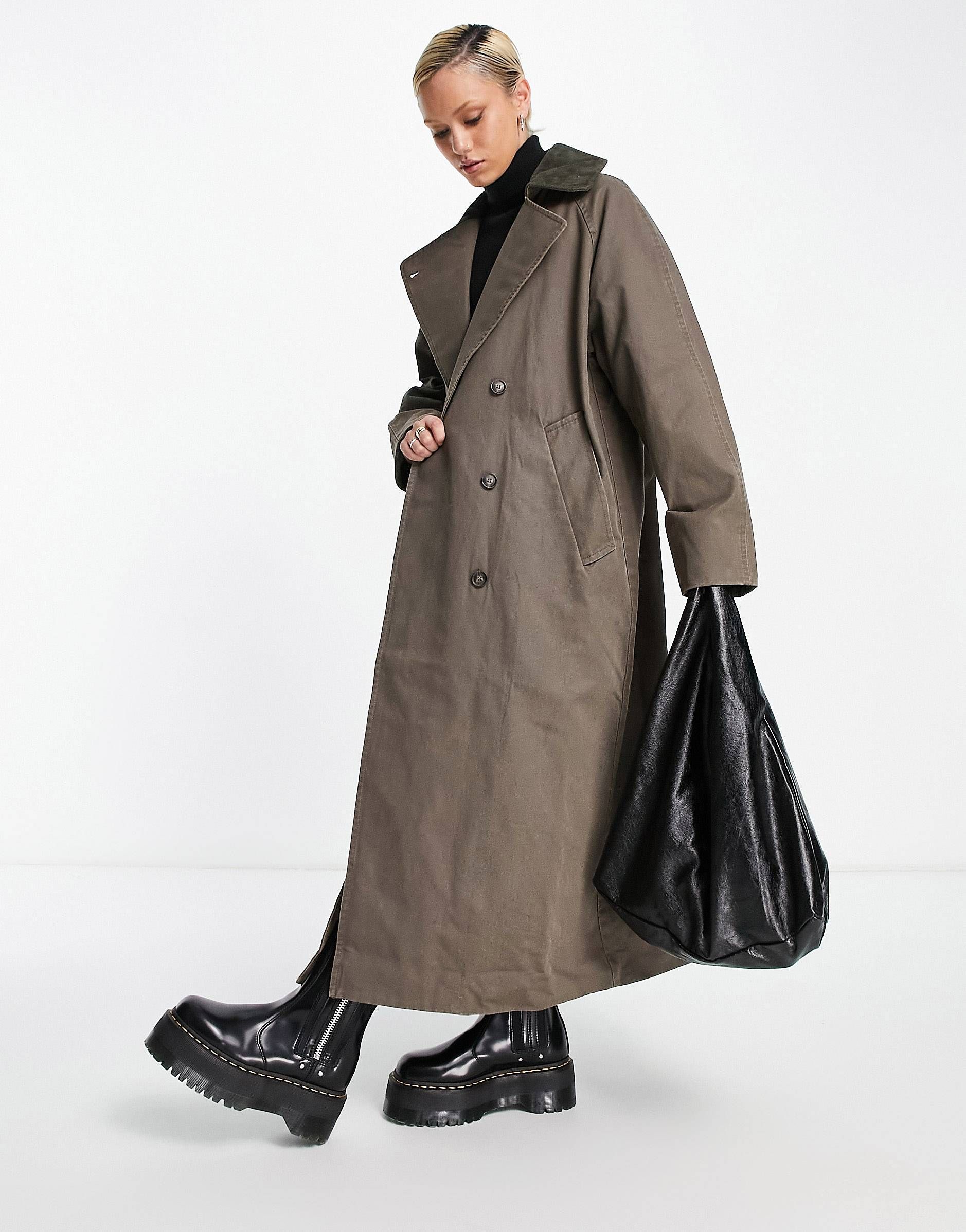 Weekday Jones waxed coat in brown | ASOS (Global)