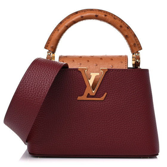 LOUIS VUITTON Taurillon Ostrich Capucines Mini Griotte Red Honey | FASHIONPHILE (US)