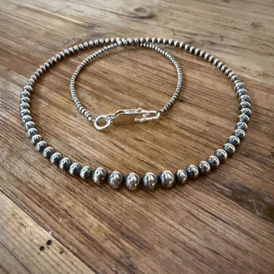 Graduated Sterling Silver Navajo Pearl Necklace. Beaded Southwestern Style Necklace. | Etsy (US)