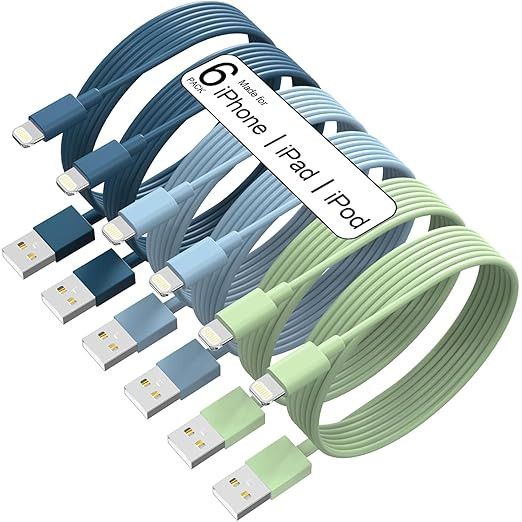 iPhone Charger 6Pack Apple MFi Certified Fast Charging Cable 3/3/6/6/6/9 FT Lightning Cable USB A... | Amazon (US)
