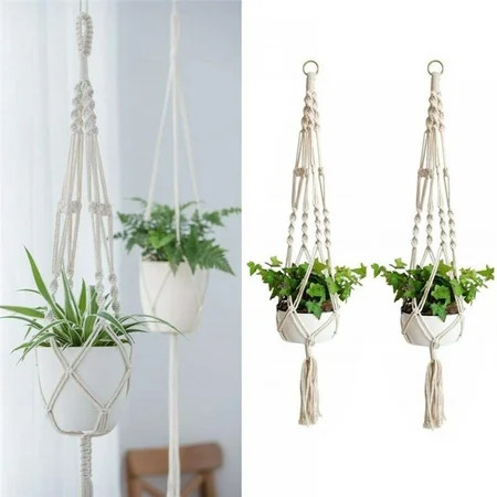 2PCS Macrame Plant Hangers Indoor Hanging Planter Basket Handmade Hanging Plant Holder Decorative Fl | Walmart (US)