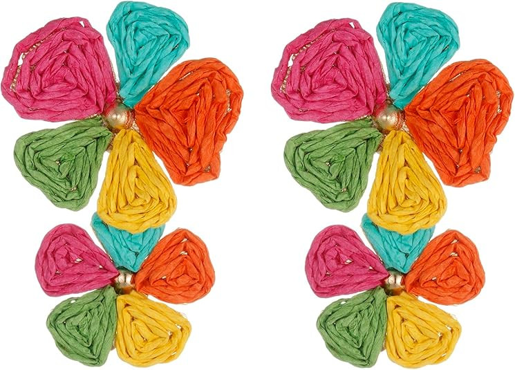 Raffia Flower Earrings, Raffia Straw Wrapped Flower Drop Dangle Earrings Summer Tropical Beach Je... | Amazon (US)