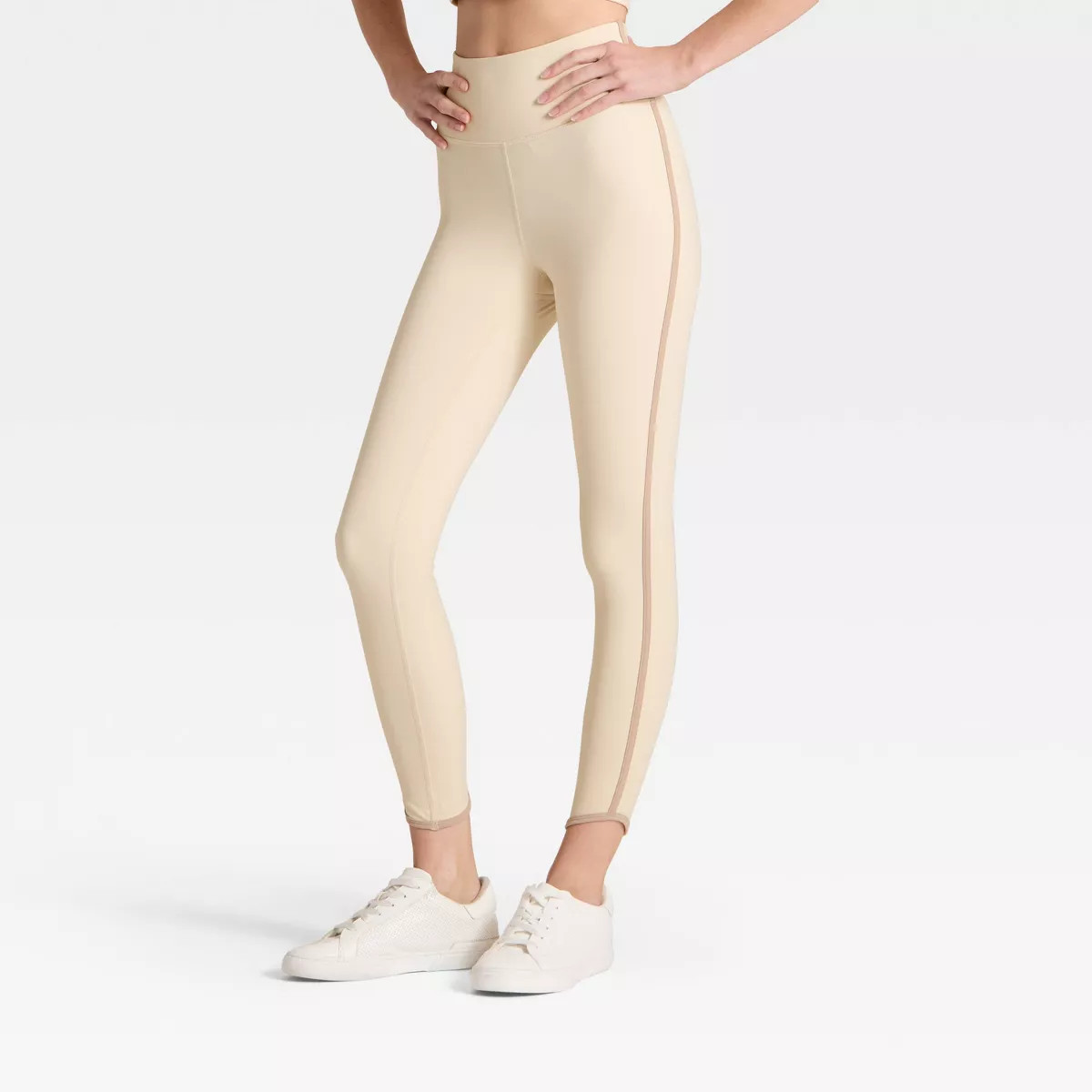 Women's High-Rise Contrast Piped 7/8 Leggings - JoyLab™ Tan/Taupe XXL | Target