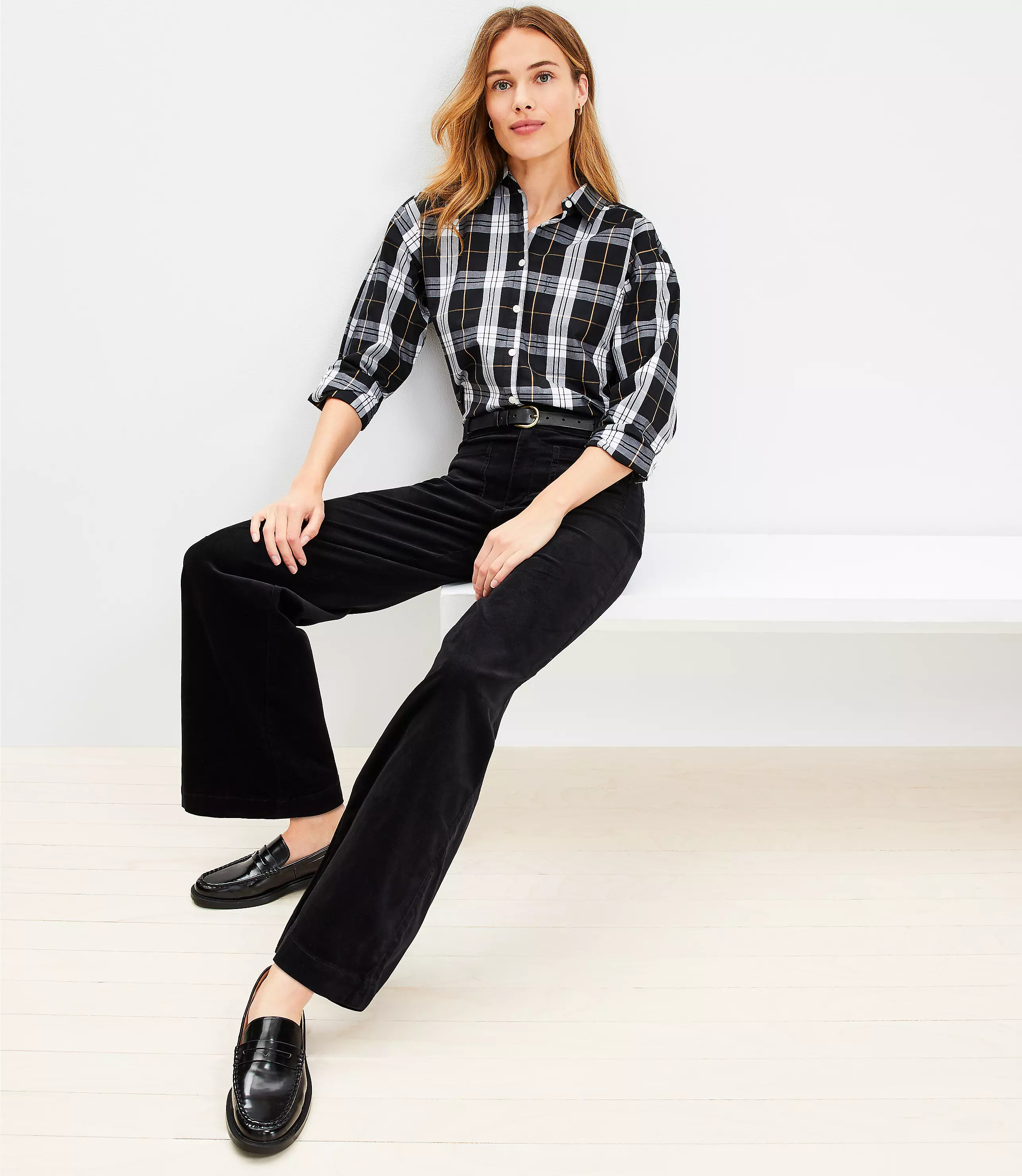 Palmer Wide Leg Pants in Brushed Corduroy | LOFT