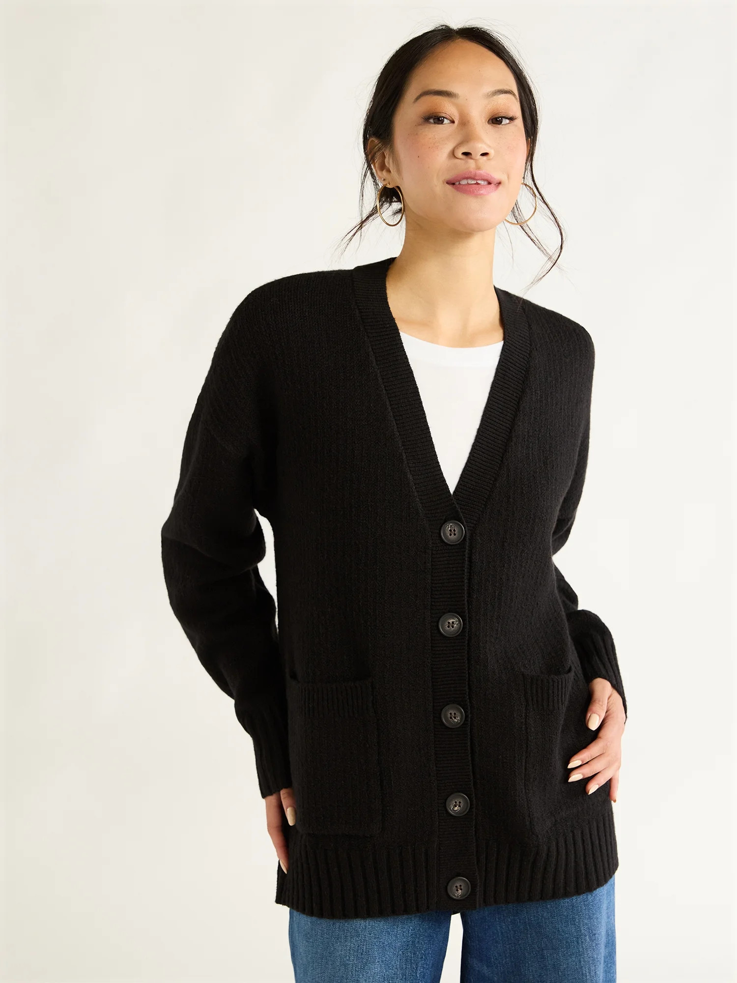 Free Assembly Women’s Grandpa Cardigan Sweater with Long Sleeves, Heavyweight, Sizes XS-XXL | Walmart (US)