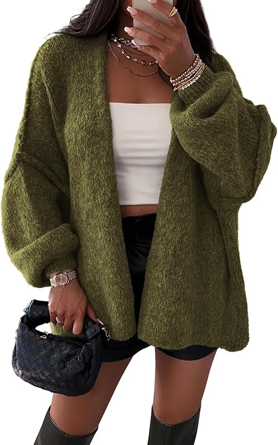 ATHMILE Womens Fall Oversized Cardigan Sweaters Long Lantern Sleeve Knit Open Front Lightweight W... | Amazon (US)