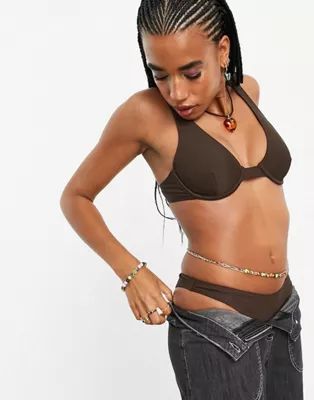 COLLUSION underwire bikini top and bottoms in brown | ASOS (Global)