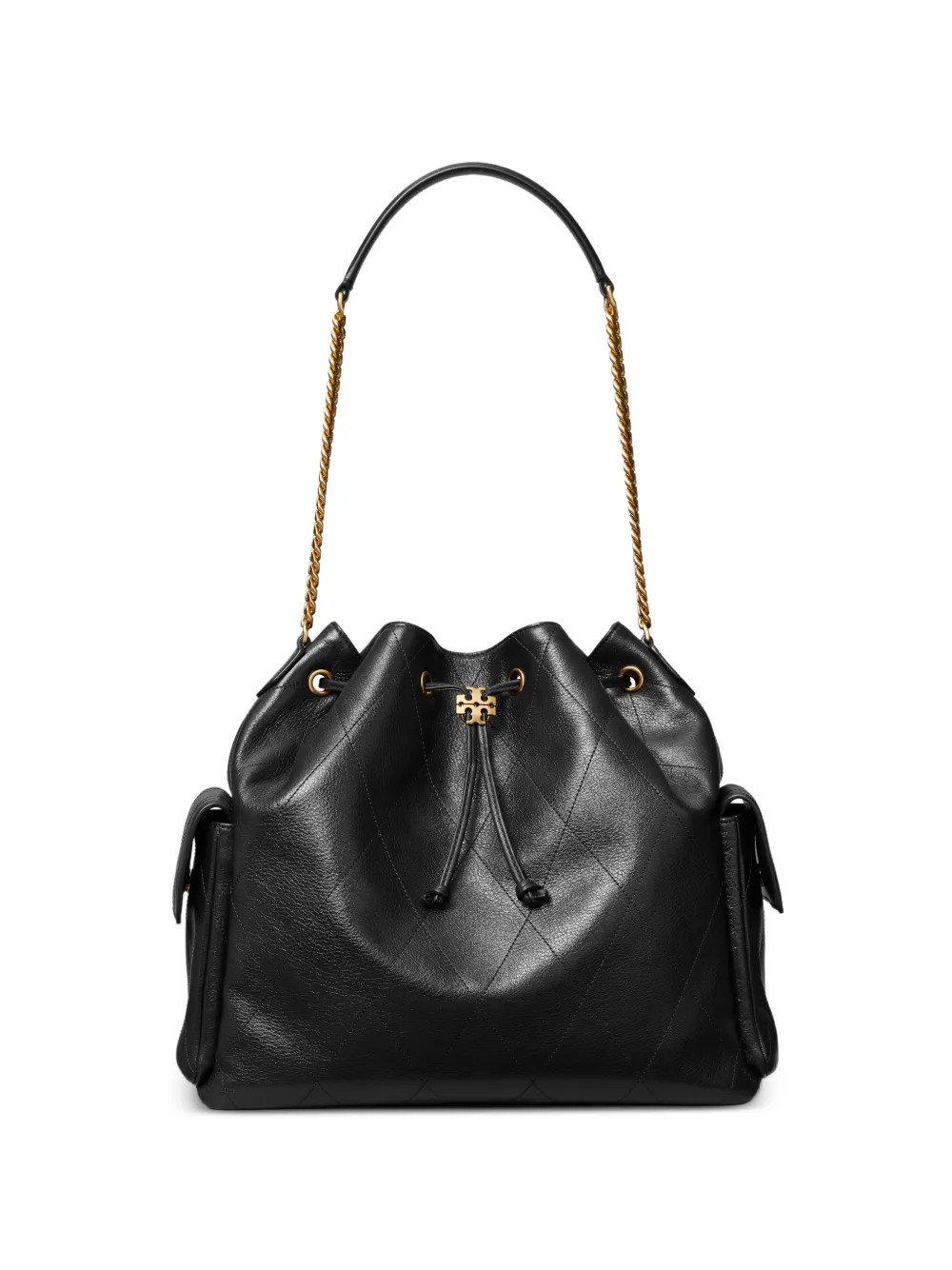 Tory Burch large Charlie quilted drawstring shoulder bag - Black | Farfetch Global