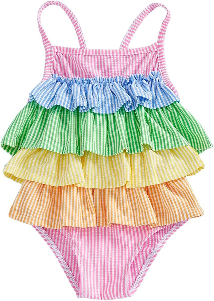 Toddler Girl Swimsuit Strawberry Sleeveless One Piece Swimsuit Romper Dress Baby Bathing Suit Beach Rash Guard | Amazon (US)