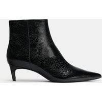 Zara - Crackled-Effect Kitten-Heel Ankle Boots - Black - 6 - Woman | Zara UK