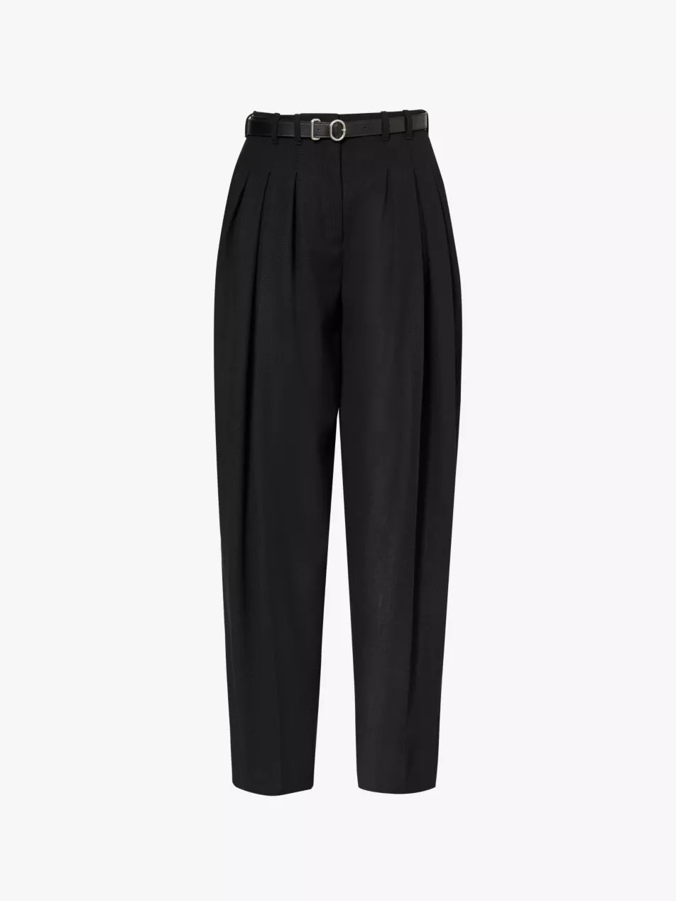 Belted wide-leg high-rise wool trousers | Selfridges
