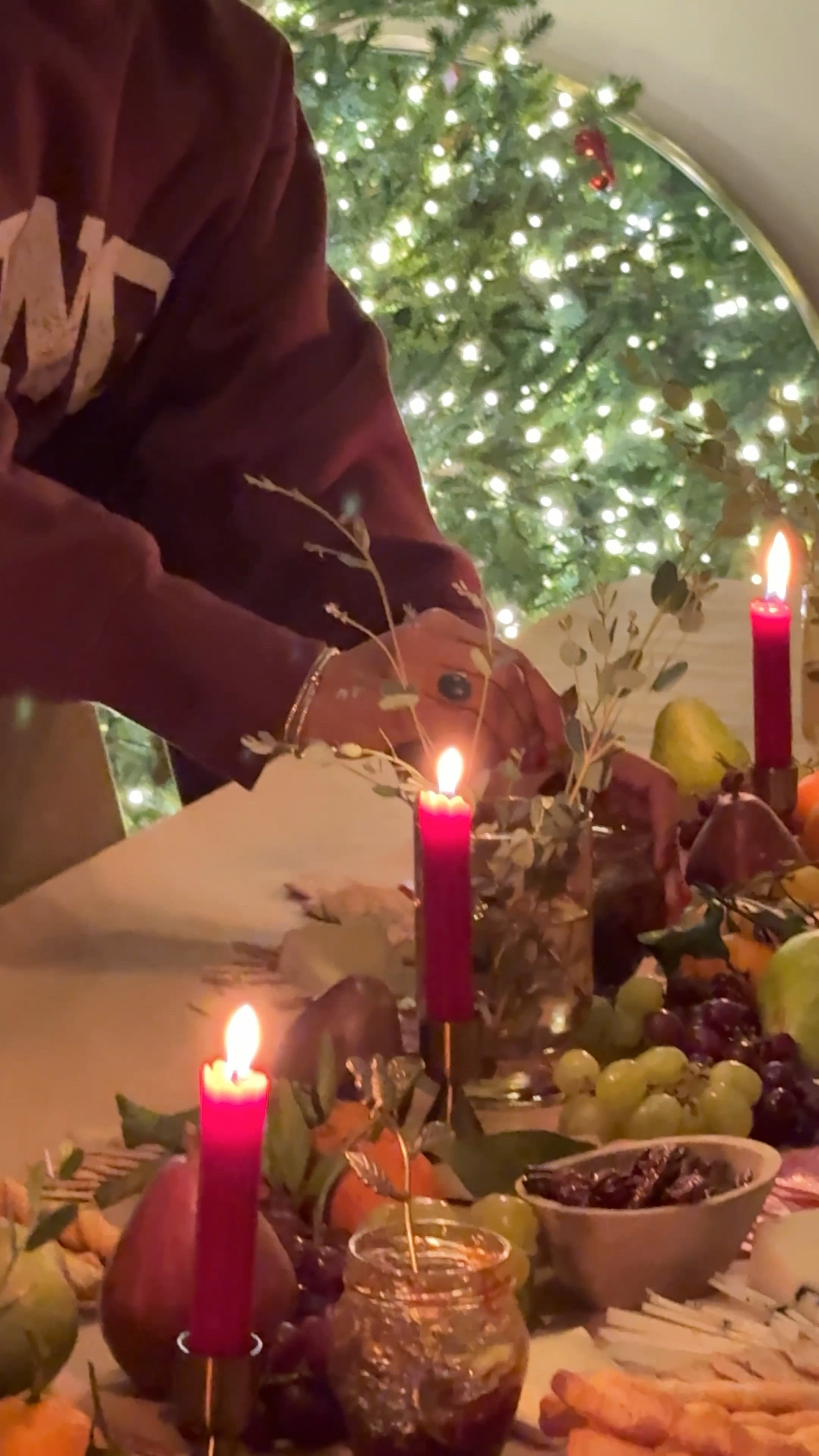 So glad he’s home for a bit 🥹

For who asked I’m posting this here for you to save. Here’s how I do a grazing board/charcuterie: 

I kind of enjoy a spread that looks undone and messy. But to keep it easy, I use the rule of 3: three fruits, three meats, three cheeses. Then you can add your favorite starches (bread/crackers) and fill in with nuts and jams.  

Fruit: 
I used two colors of grapes, mandarins with the leaves, and pears, but you could use any seasonal fruit. Pomegranate would be beautiful, as well as fresh figs sliced lengthwise. Dried fruits are also a great choice! 

Cheese: 
I always include variations of goat cheese since it’s easier for those (by those, I mean me😂) who are lactose intolerant. Some faves are goat Brie, drunken goat, truffle goat, and smoky goat Gouda. There are also so many great cows milk cheeses like Brie and aged cheddar, Gorgonzola… use whatever you like!

Meats: 
I like nitrate free meats in variations like soppressata salami, chorizo, and prosciutto. Again, pick your favorite three and go with it:)

TO ASSEMBLE: 
1. Start with a roll of unbleached, uncoated butcher paper.  I used a 36” wide roll but they also come in 24” if you want more of a runner. You could also use bleached parchment :)

2. I did this part last, but place your candles and vases of greenery down the center. 

3. Next, I spread my grapes throughout the table, then nestled in my mandarins and pears. 

4. Then I placed the cheeses throughout, trying to keep the distribution equal. 

5. You can be as simple (piles and rows) or as fancy (rosettes and shapes) as you want with the meats. I just quickly placed one type at a time and evenly distributed in groups and piles. 

6. Then I added my crackers (I used simple mills gf and buttery twists from Whole Foods) then placed the jams and any nuts, and adjusted as needed :)

If you need any of the items in this video, COMMENT SHOP and I’ll send you whatever I was able to source! What are your favorites to include on a grazing board? 

#LTKHome #LTKHoliday #LTKOver40