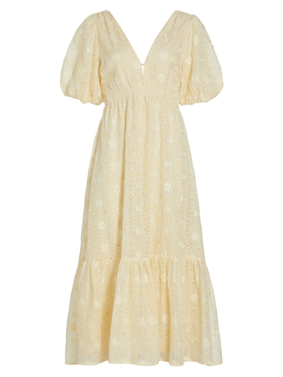 Jaxine Floral-Embroidered Midi-Dress | Saks Fifth Avenue