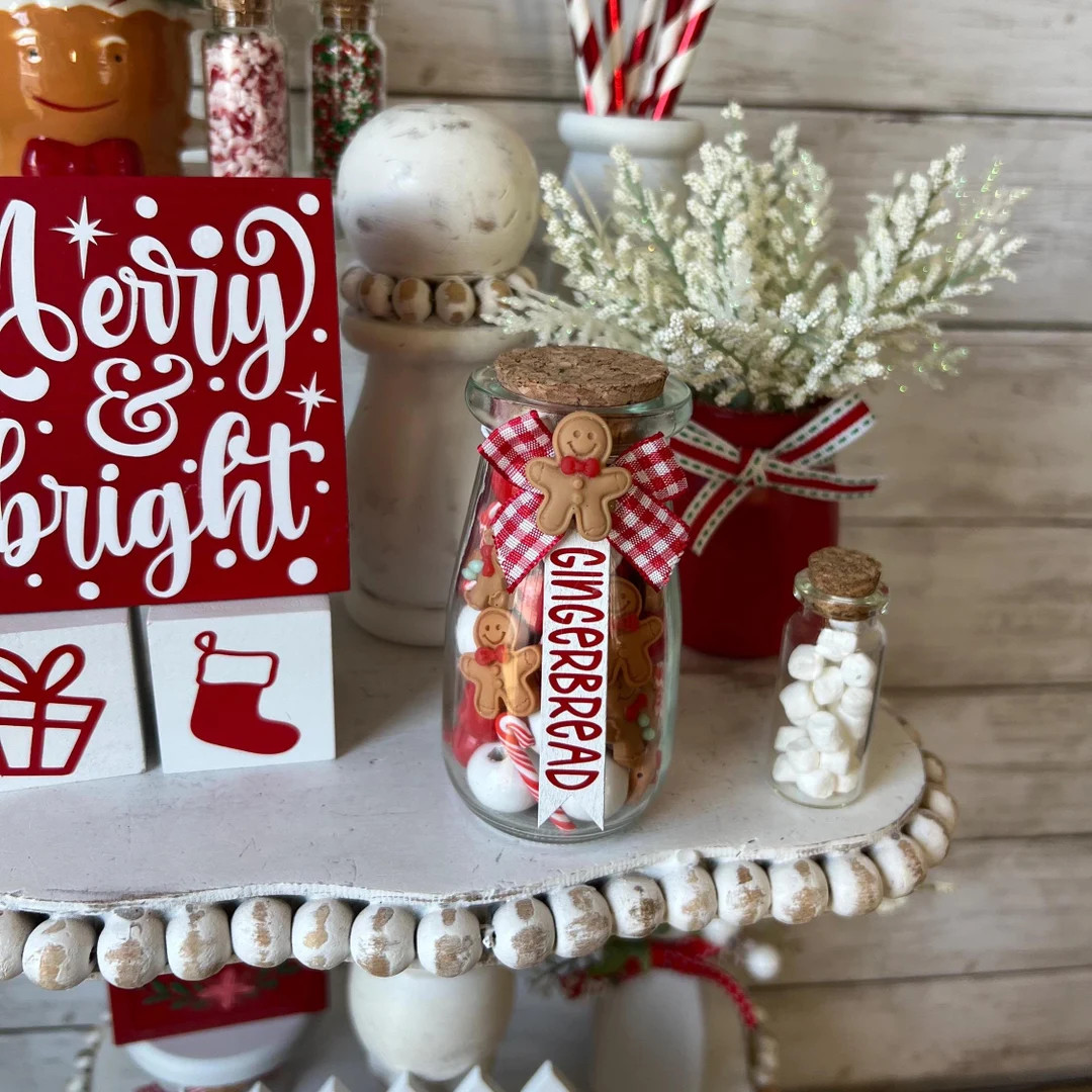 Gingerbread Man Tiered Tray Decor, Christmas Tiered Tray Decor, Mini Jar for Tiered Tray, Christm... | Etsy (US)