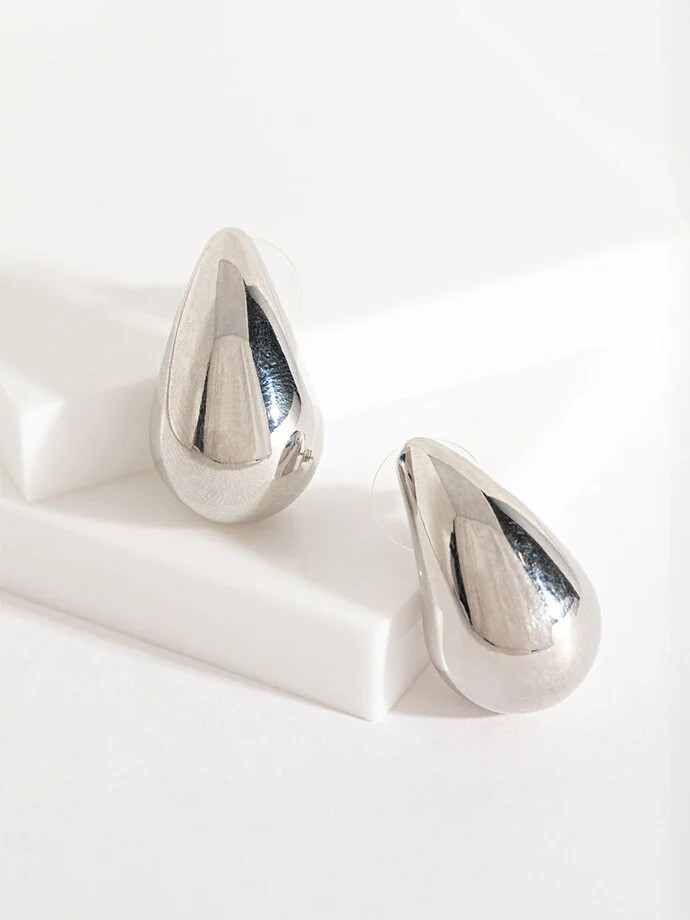Silver Dome Teardrop Earrings | Rickis | Ricki's