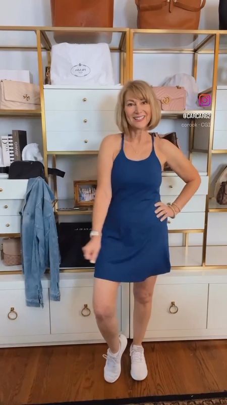 Tennis dress with built in bra and shorts! 
So cute and comfortable! Not just for tennis or pickleball. Wearing it with a jacket to run errands. 

#LTKsalealert #LTKfitness #LTKfindsunder50
