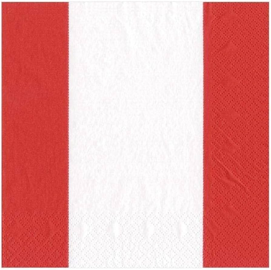 Caspari Bandol Stripe Paper Cocktail Napkins in Red, 40 Count | Amazon (US)