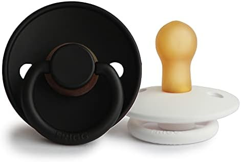 FRIGG Natural Rubber Baby Pacifier | Made in Denmark | BPA-Free (Jet Black/Bright White, 0-6 Mont... | Amazon (US)
