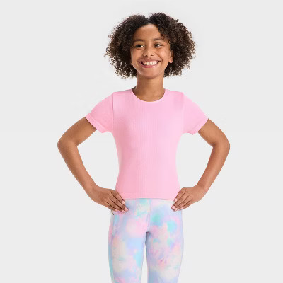 Girls' Seamless Crop T-Shirt - All In Motion™ Pink L | Target