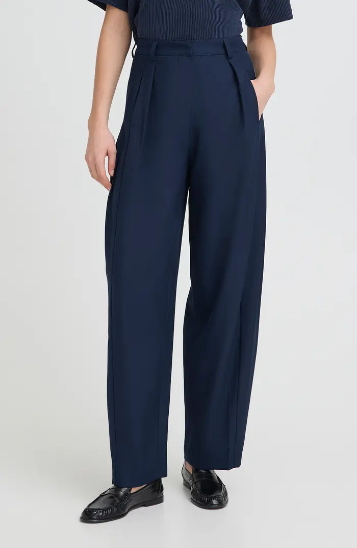 ICHI Iherina Pleated High Waist Pants | Nordstrom | Nordstrom