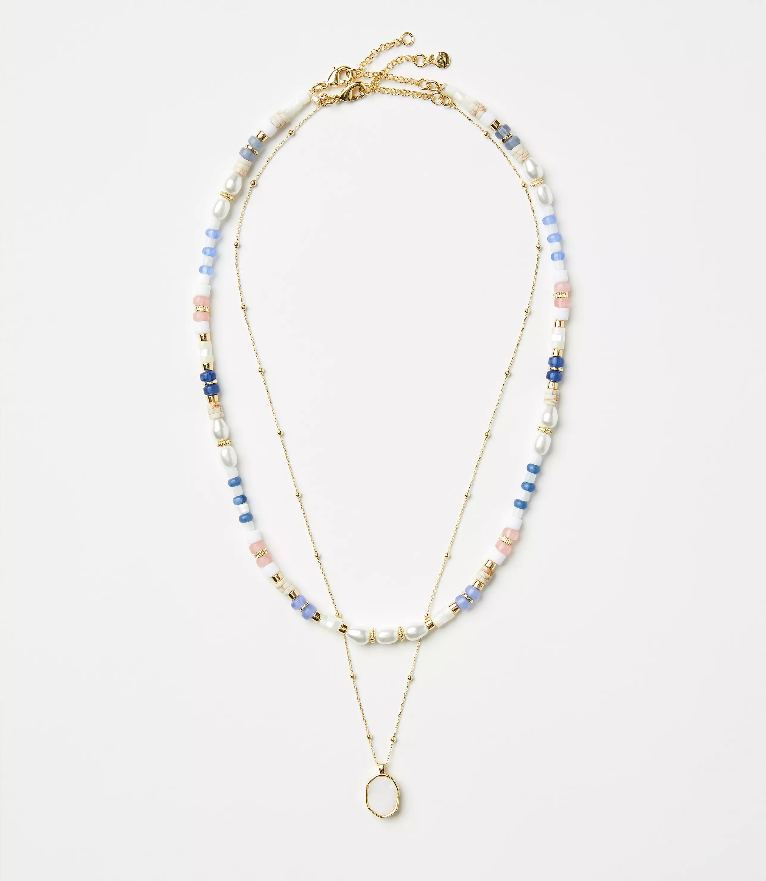 Pearlized Pastel Beaded Layered Necklace Set | LOFT