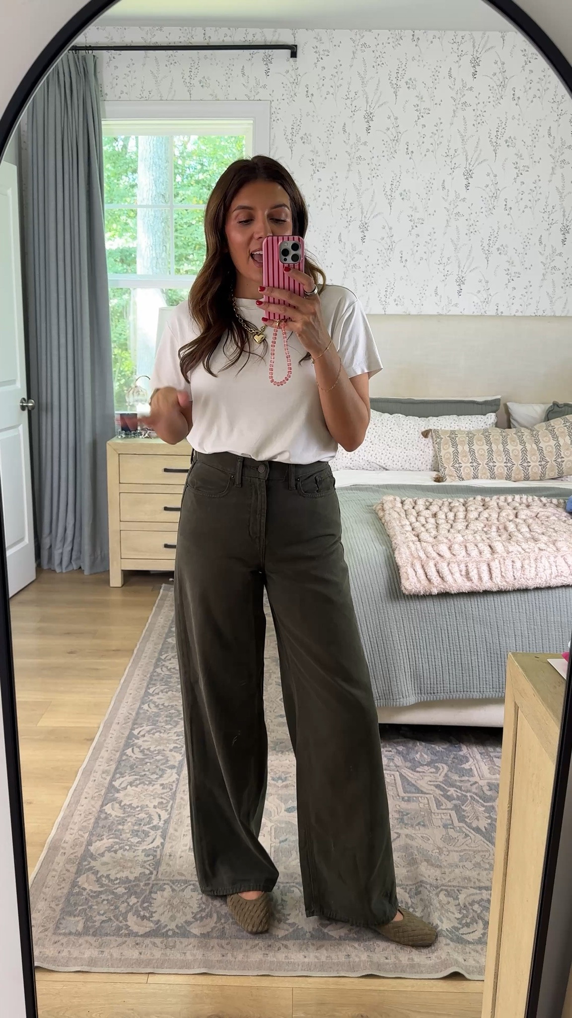 LOVING these olive green jeans from Old Navy!! High rise wide leg jeans in a size 4 tall.

#LTKOver40 #LTKTall #LTKSaleAlert