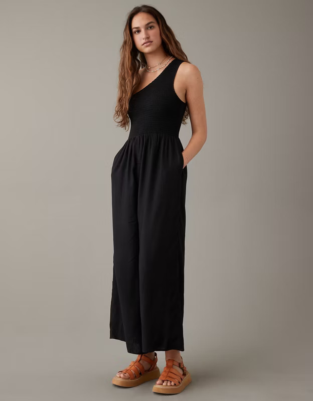 AE Smocked One-Shoulder Jumpsuit | American Eagle Outfitters (US & CA)