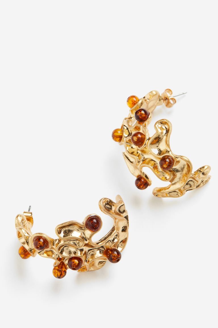 Bead-detail hoop earrings - Gold-coloured - Ladies | H&M GB | H&M (UK, MY, IN, SG, PH, TW, HK)