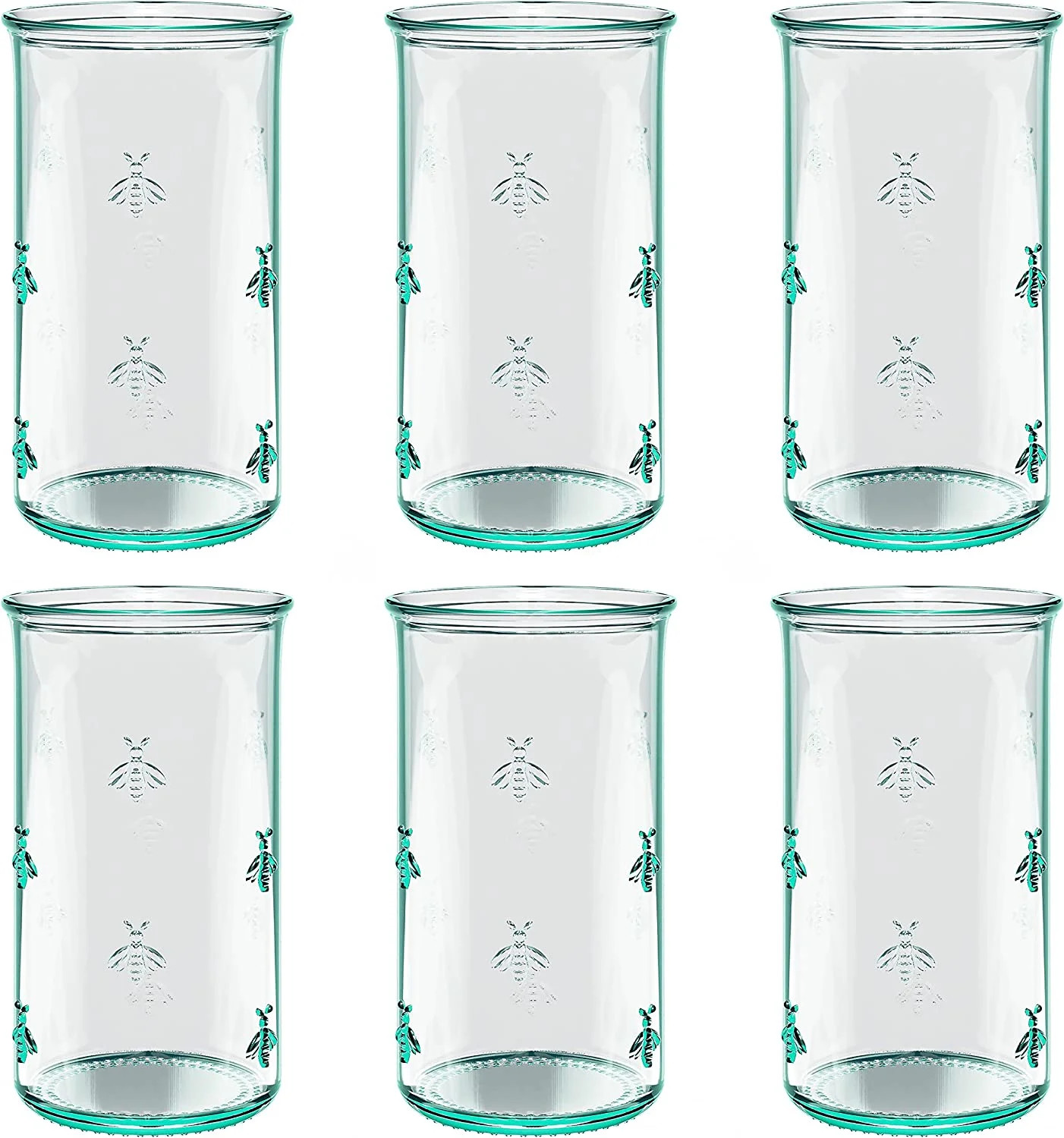 Amici Home Set of 6 Italian Recycled Green Regina Hiball Glass, 18 oz Drinking Glassware, Embosse... | Walmart (US)