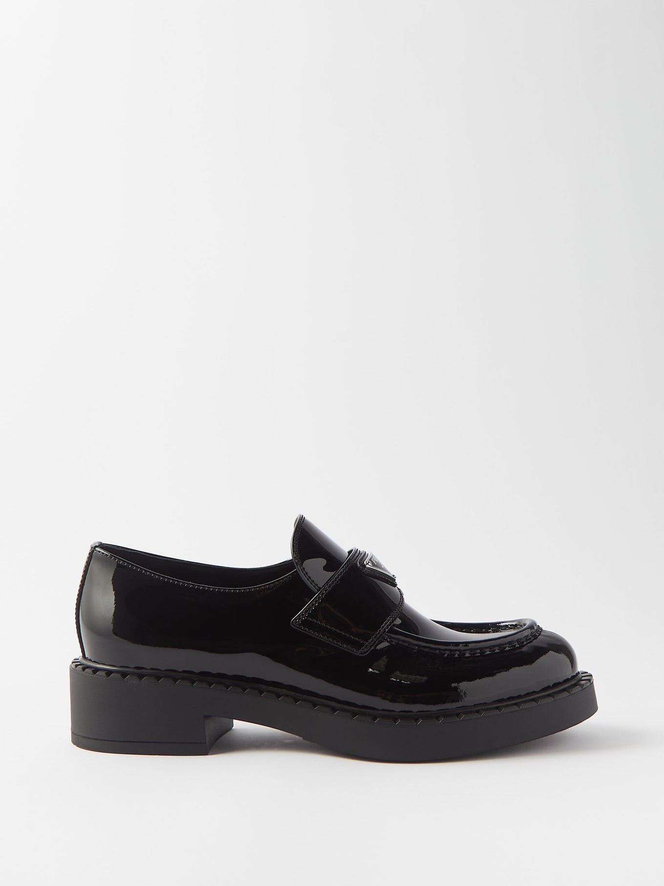 Triangle logo-plaque patent-leather loafers | Matches (UK)