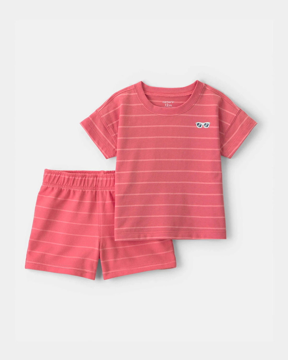 Toddler Boy 2-Piece Stripe Short-Sleeve Top & Short Set - Coral | Carter's Inc
