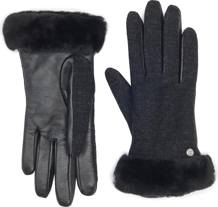 UGG® Genuine Shearling Lined Leather Paneled Gloves | Nordstromrack | Nordstrom Rack