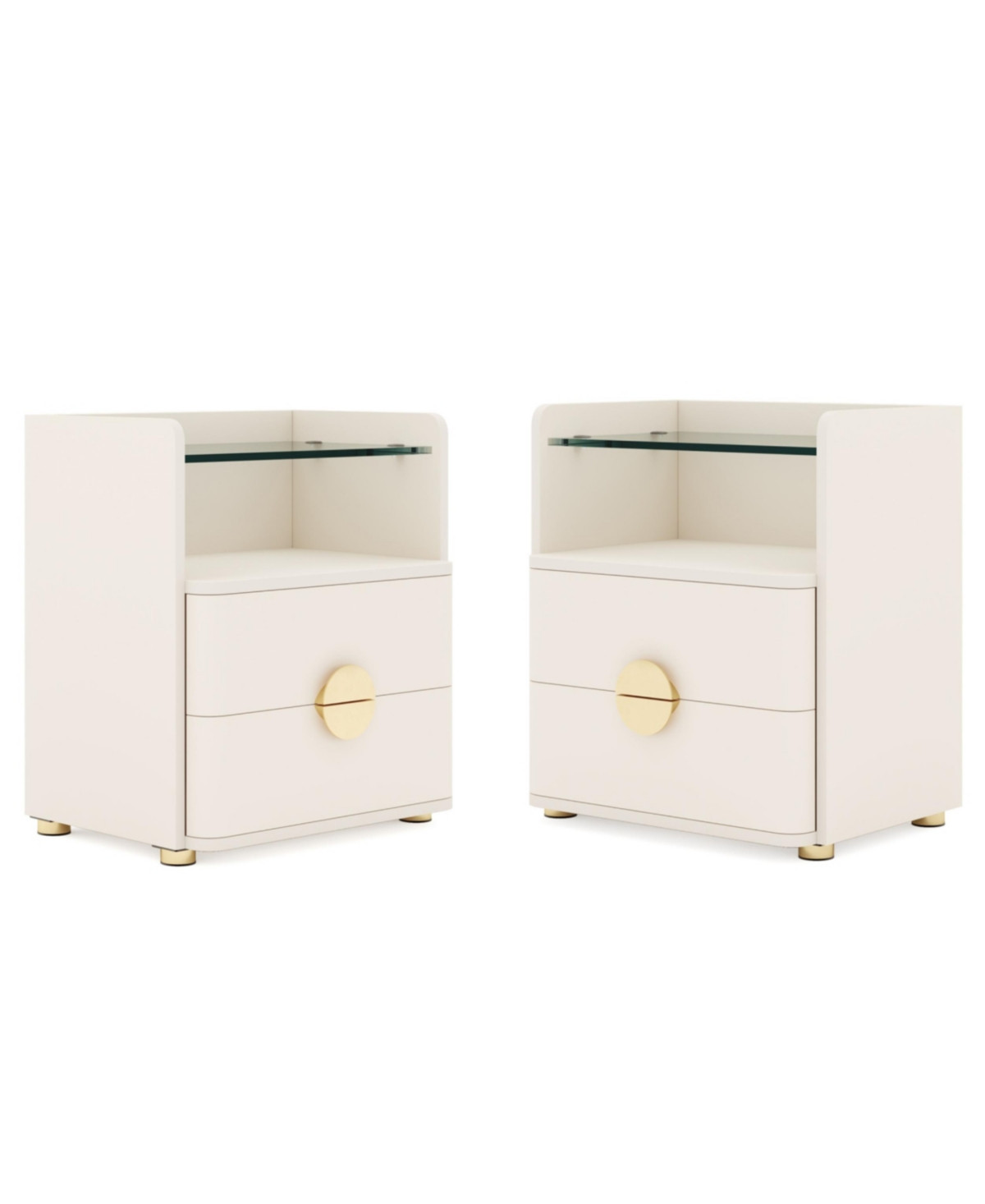 Tribesigns Modern Nightstands Set of 2, 2-Drawer Night Stand with Open Storage Space, Easy Assembly Wood Bed Side Table for Bedroom, Tempered Glasses | Macy's