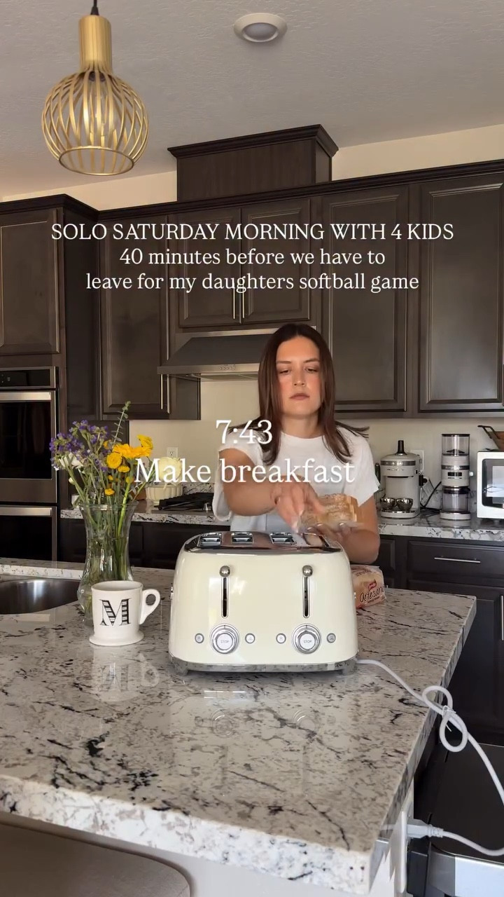 Saturday mornings my husband and I divide and conquer. He coaches our 13 year olds flag football team and I get the other four out the door for our daughter’s softball game. The games are long so I have to make sure they’re fed and I pack all the essential activities and snacks to keep them busy during the game. Busiest season yet but I wouldn’t have it any other way. Also, of course Mila sleeps in when we have to be out the door early 🥲 

#momlife #sleepingbaby #momof5 #routine #momsofinstagram 

Softball mom, morning routine, day in the life of a mom, organized mom, mom life, life with kids, parenting, toddler mom, moms, mom of 5, family, parents, routine