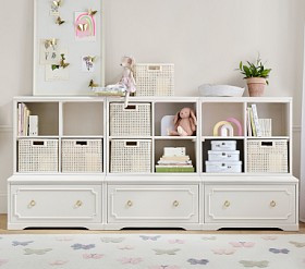 Ava Regency 3 x 3 Cubby &amp; Drawer Base Wall Storage System | Pottery Barn Kids
