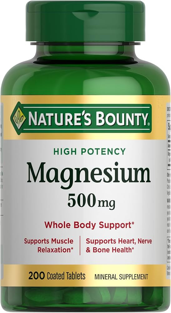 Nature's Bounty Magnesium Supplements - Magnesium 500 Mg Tablets for Bone & Muscle Health, 200 Co... | Amazon (US)