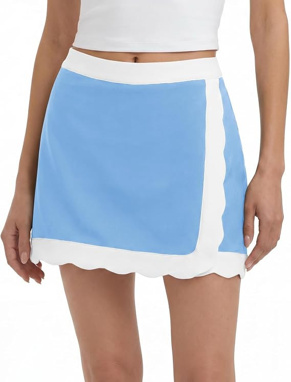 Fisoew Womens Tennis Skirts with Shorts Scalloped Hem Wrap Golf Skorts High Waisted Athletic Runn... | Amazon (US)