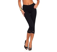 FUTURO FASHION Cropped 3/4 Lenght Cotton Leggings with Lace | Amazon (US)