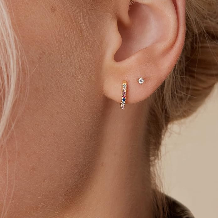 PAVOI 14K Gold Plated Sterling Silver Post Huggies | Cubic Zirconia Huggie Earrings for Women | G... | Amazon (US)